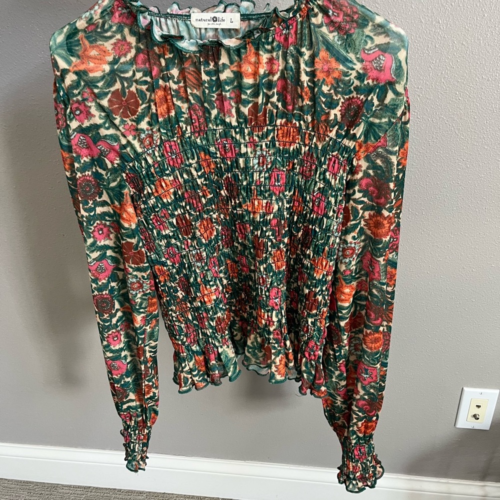 NATURAL LIFE Multicolor Floral Smocked Blouse